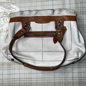 Vintage Coach White and Tan Shoulder Bag